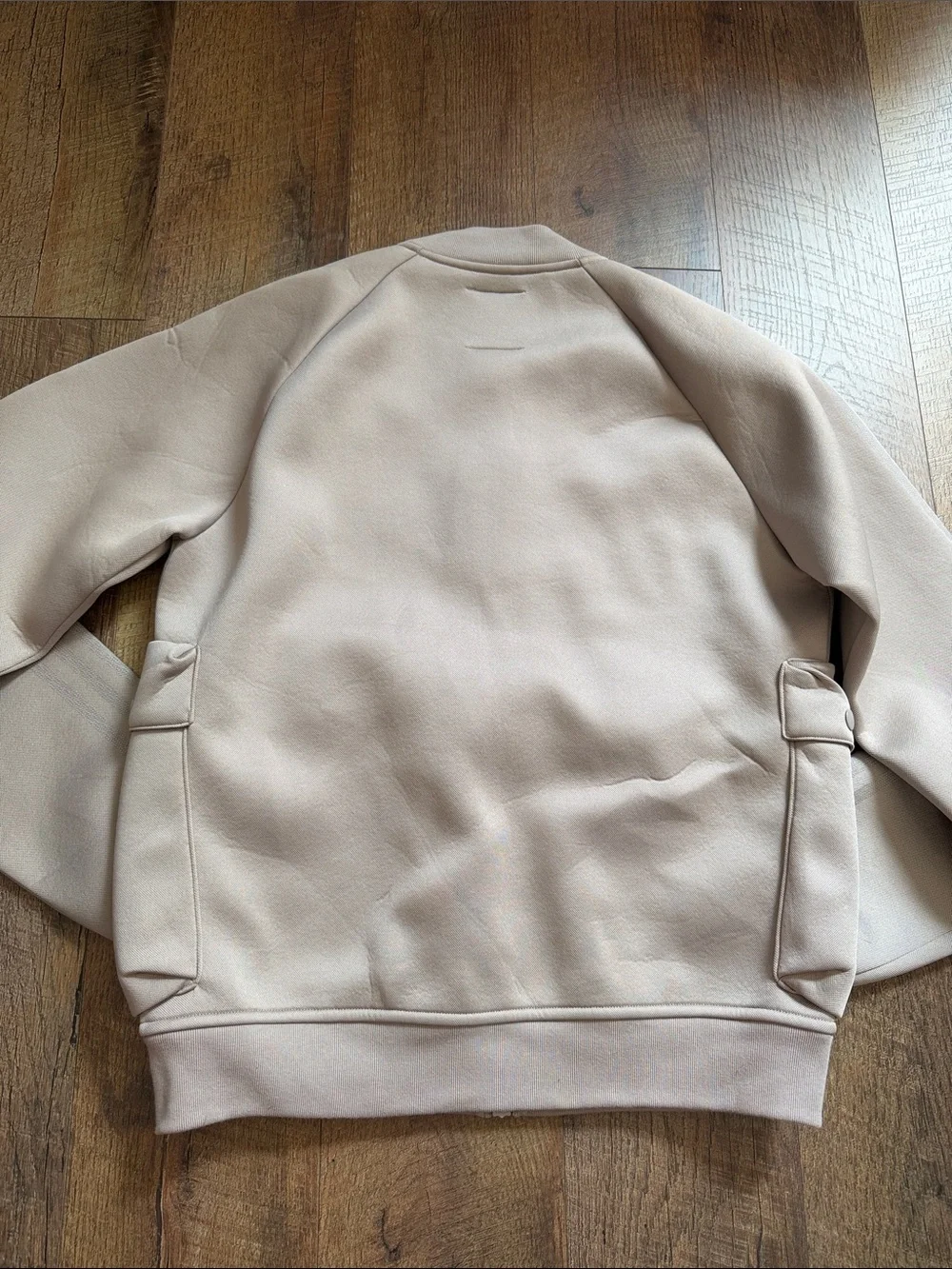adidas beige bomber jacket with front flap pockets